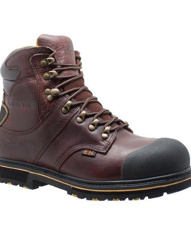 Men's 6" Steel Toe Waterproof Work Boots Dark Brown Leather Boots-0