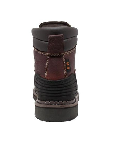 Men's 6" Steel Toe Work Boot Brown Leather Boots-2