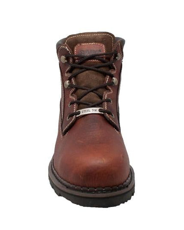 Men's 6" Steel Toe Work Boot Brown Leather Boots-4