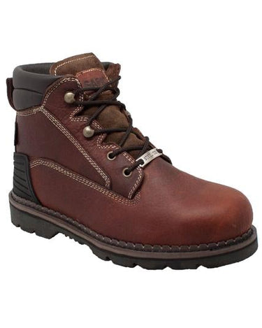 Men's 6" Steel Toe Work Boot Brown Leather Boots-0