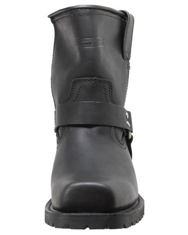 Men's 7" Side Zipper Harness Boot Black Leather Boots-3