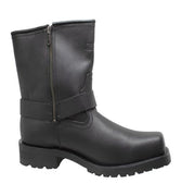 Men's 7" Side Zipper Harness Boot Black Leather Boots-0