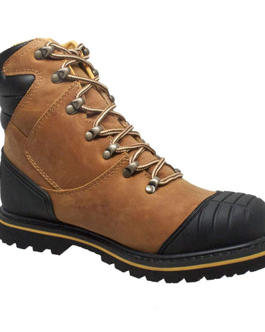 Men's 7" Steel Toe Work Boot Light Brown Leather Boots-1
