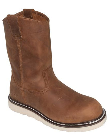 Men's 8" Side Zipper Pull On Wellington Leather Boots-0