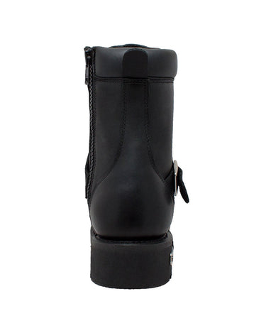 Men's 8" Zipper Lace Black Leather Boots-3