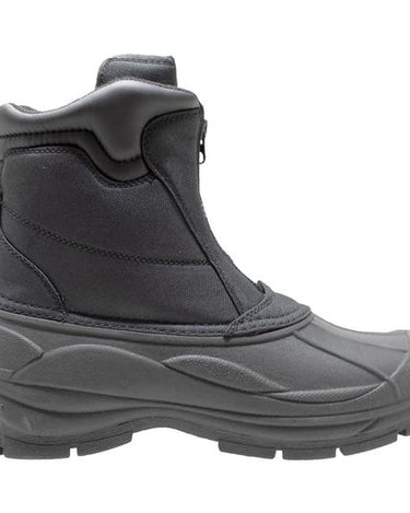 Mens Black Nylon Zipper Winter Leather Boots-4