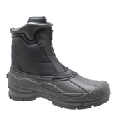 Mens Black Nylon Zipper Winter Leather Boots-0