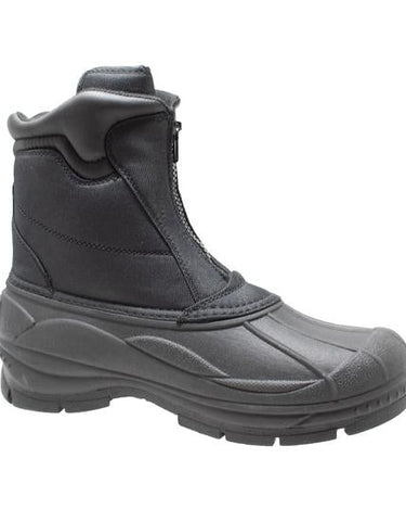 Mens Black Nylon Zipper Winter Leather Boots-0