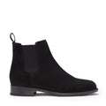 Women's Black Suede Chelsea Boots, Welted Leather Sole-0