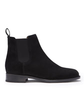 Women's Black Suede Chelsea Boots, Welted Leather Sole-0