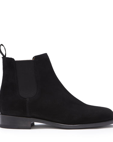 Women's Black Suede Chelsea Boots, Welted Leather Sole-0