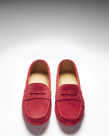 Women's Penny Driving Loafers, red suede-2