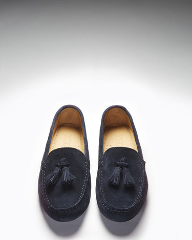 Women's Tasselled Driving Loafers, navy blue suede-2