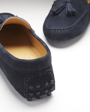 Women's Tasselled Driving Loafers, navy blue suede-4