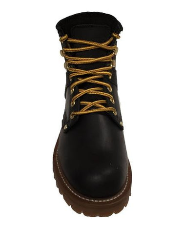 Women 6" Logger, Black Leather Boots-3