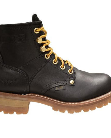 Women 6" Logger, Black Leather Boots-4