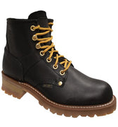 Women 6" Logger, Black Leather Boots-0