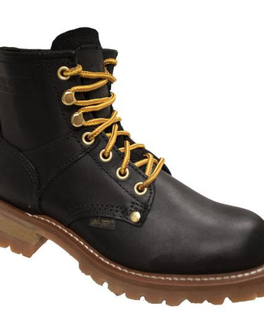 Women 6" Logger, Black Leather Boots-0