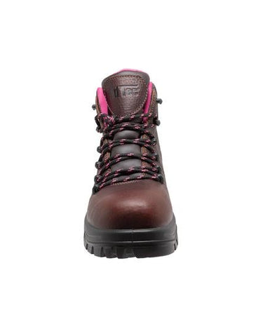 Women 6'' Waterproof Soft Toe Work Boot Brown Leather Boots-4