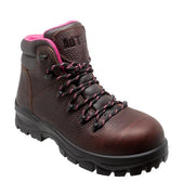 Women 6'' Waterproof Soft Toe Work Boot Brown Leather Boots-0