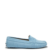 Women's Penny Driving Loafers, blue embossed suede-0