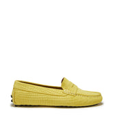 Women's Penny Driving Loafers, yellow embossed suede-0