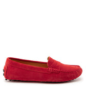 Women's Penny Driving Loafers, red suede-0