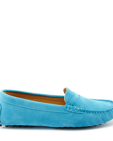 Women's Penny Driving Loafers, turquoise suede-0
