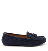 Women's Tasselled Driving Loafers, navy blue suede-0