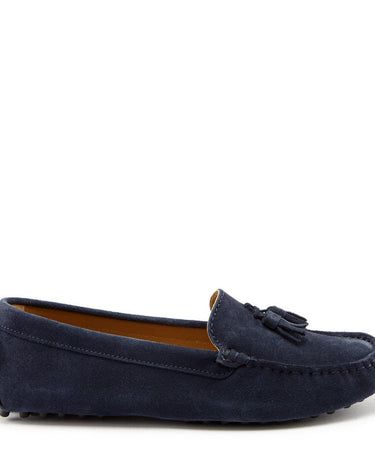 Women's Tasselled Driving Loafers, navy blue suede-0