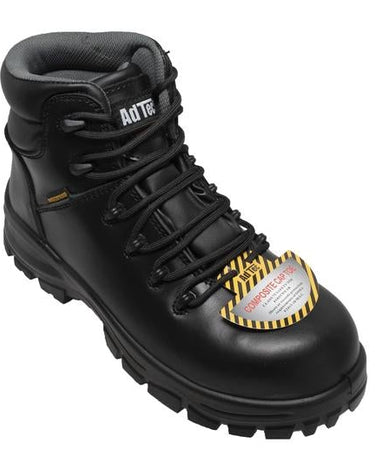 Women's 6" Black Waterproof Cap Toe Work Boot  Leather Boots-1