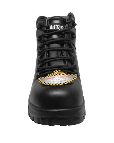 Women's 6" Black Waterproof Cap Toe Work Boot  Leather Boots-4