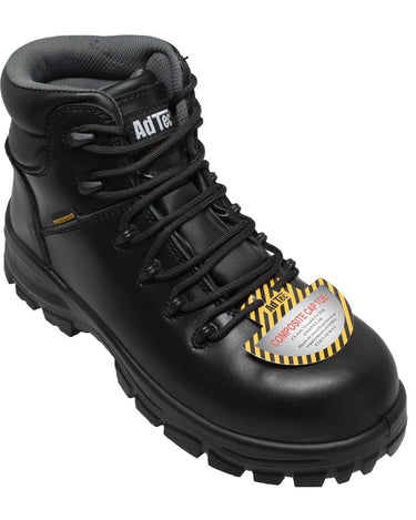 Women's 6" Black Waterproof Cap Toe Work Boot  Leather Boots-0