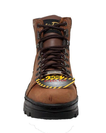 Women's 6" Steel Toe Work Boot Brown Leather Boots-2