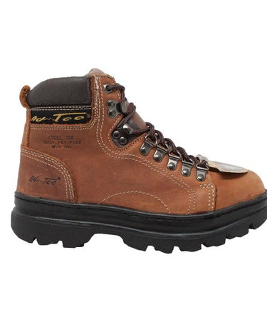 Women's 6" Steel Toe Work Boot Brown Leather Boots-3