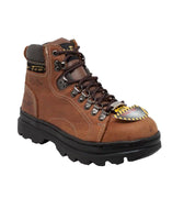 Women's 6" Steel Toe Work Boot Brown Leather Boots-0
