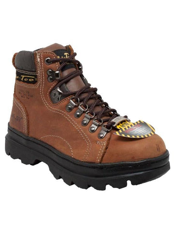 Women's 6" Steel Toe Work Boot Brown Leather Boots-0