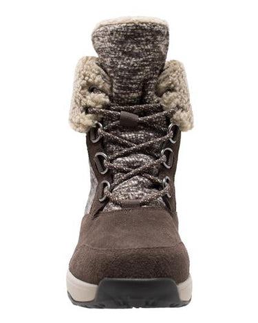 Women's Brown Microfleece Lace Winter Leather Boots-4