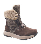 Women's Brown Microfleece Lace Winter Leather Boots-0