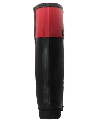 Women's Rubber Rider Boot With Red Cuff Black Leather Boots-2