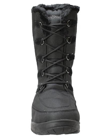 Womens Waterproof Nylon Winter Leather Boots-4