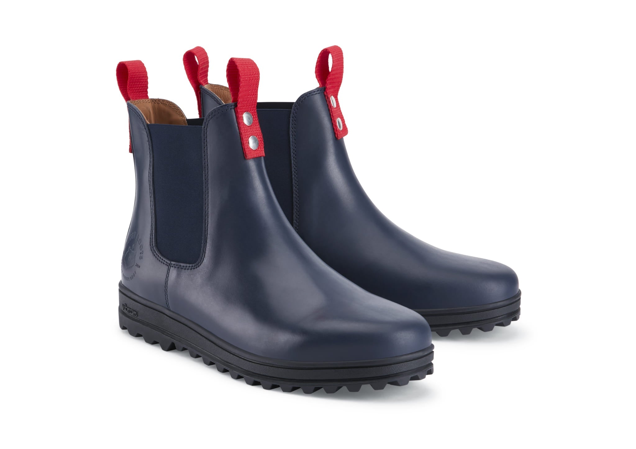 Busby Men's Winter Chelsea Boot, Navy Blue Leather-1