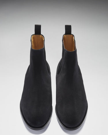 Black Suede Chelsea Boots, Welted Leather Sole-1