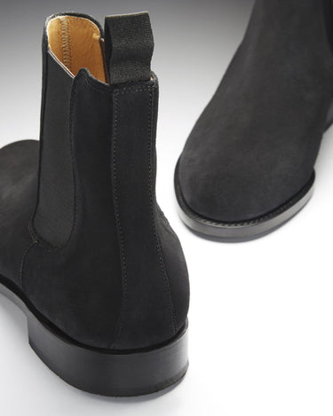 Black Suede Chelsea Boots, Welted Leather Sole-2
