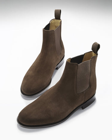 Brown Suede Chelsea Boots, Welted Leather Sole-1