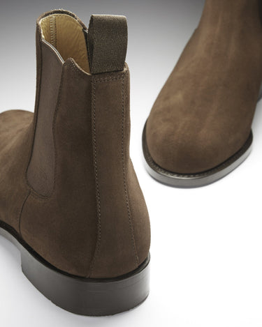 Brown Suede Chelsea Boots, Welted Leather Sole-4