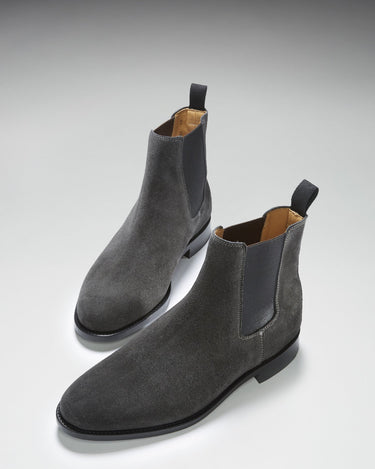 Grey Suede Chelsea Boots, Welted Leather Sole-2