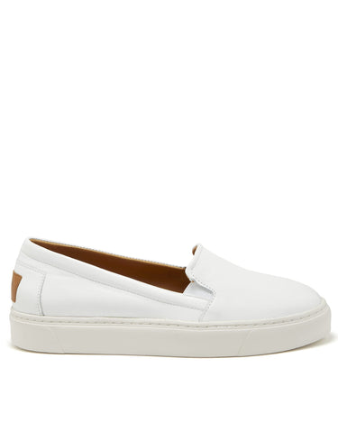 Women's Slip-On Sneakers, white leather-0