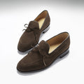 Brown Suede Goodyear Welted Laced Loafers-1