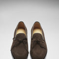 Brown Suede Goodyear Welted Laced Loafers-3